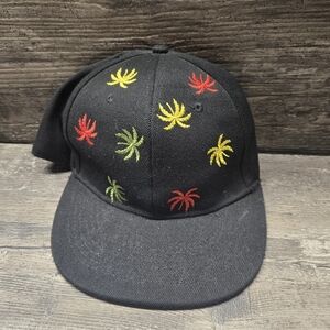 Vintage‎ Carbon Rasta Leaf Curved Peak Baseball Cap Hat One Size Adjustable